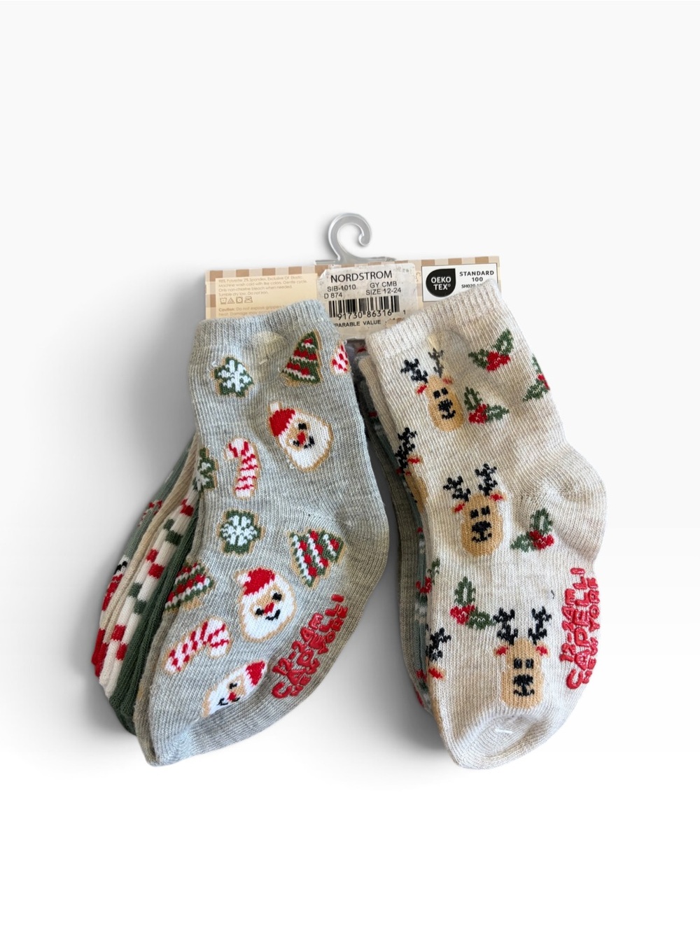 Capelli Holiday Crew Socks Santa & Bear Size 12-24M - Picture 2 of 4